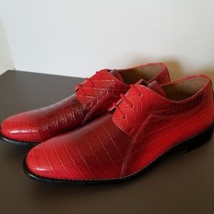 Giorgio Brutini Red Snakeskin Derby Shoes Size 8
